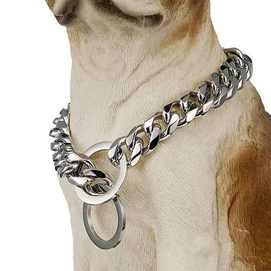 Strong Cuban Link Dog Chain Collar – 15MM Stainless Steel