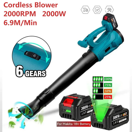 2000W 6-Speed Electric Leaf Blower – Makita 18V Compatible