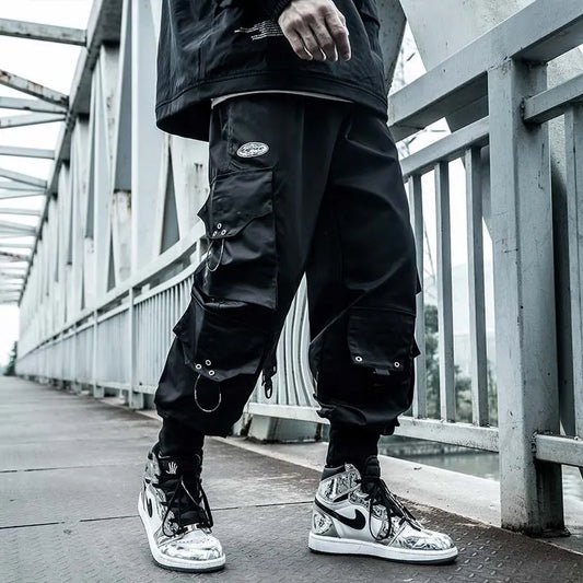 ARENS Men's Black Techwear Cargo Joggers – Streetwear with Pockets